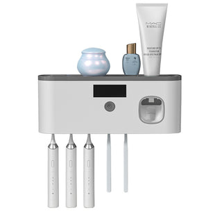 AlphaHeim UV Sterilization Toothbrush Holder Toothbrush Sterilizer Punch-free  with Toothpaste Squeezer USB Charging Bathroom Storage Rack - My Store