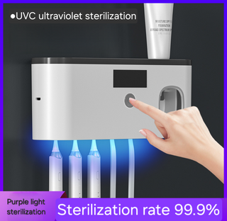 AlphaHeim UV Sterilization Toothbrush Holder Toothbrush Sterilizer Punch-free  with Toothpaste Squeezer USB Charging Bathroom Storage Rack - My Store